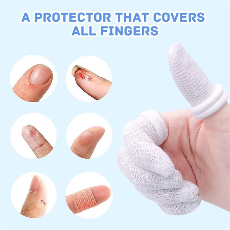 Yeasing Finger Bandages 30pcs Bobs Thumb Bandage Finger Bandage Tubular White Cotton Finger Cots Finger Stall for Work Kitchen Finger Protection - Image 4